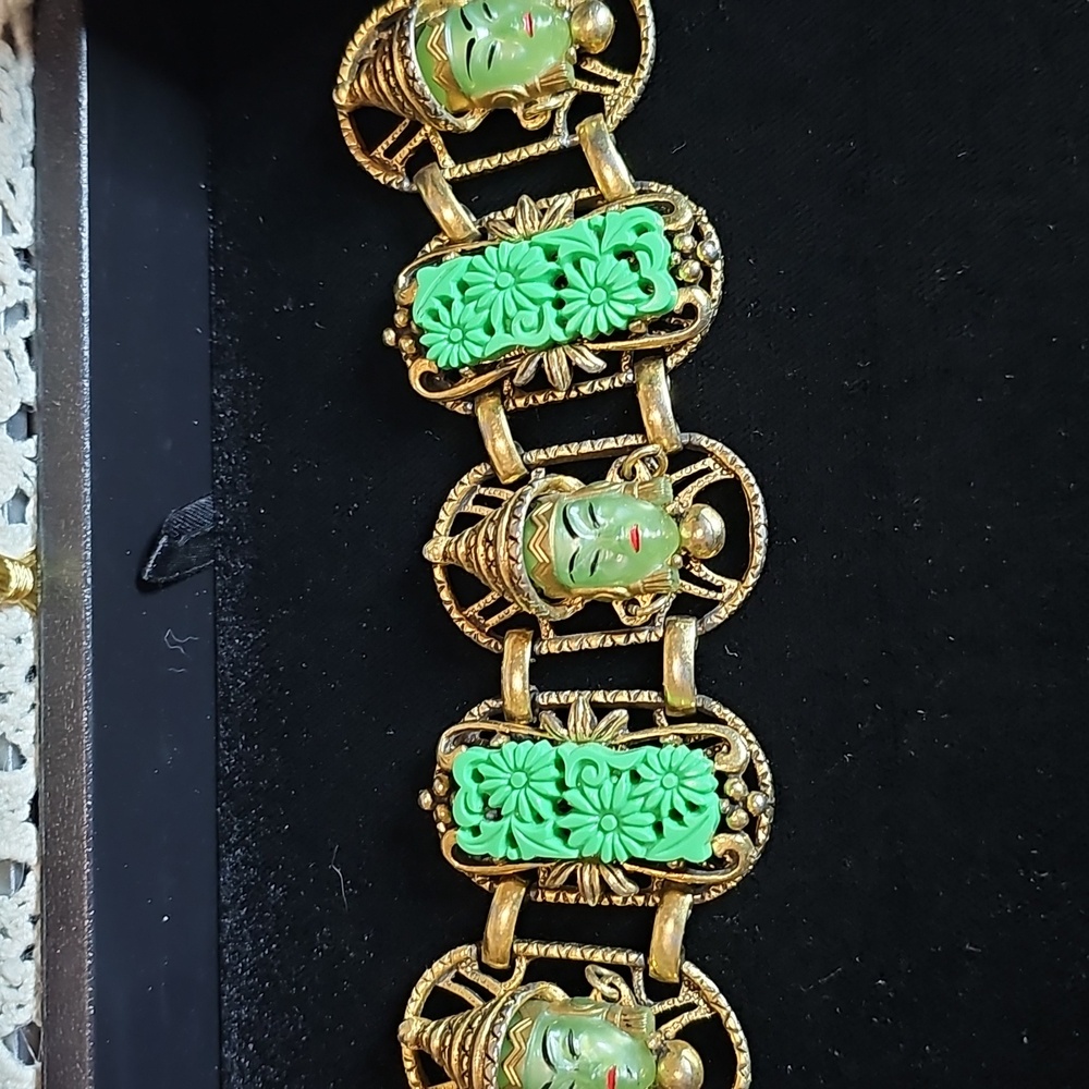 Asian Princess Carved Five Panel Bracelet